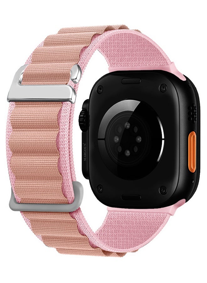 Replacement Band for Apple Watch Band 38mm 40mm 41mm (42mm Series 10) - Alpine Loop Band for Women Men - Adjustable With Metal G-Hook - Pink White - Image 5